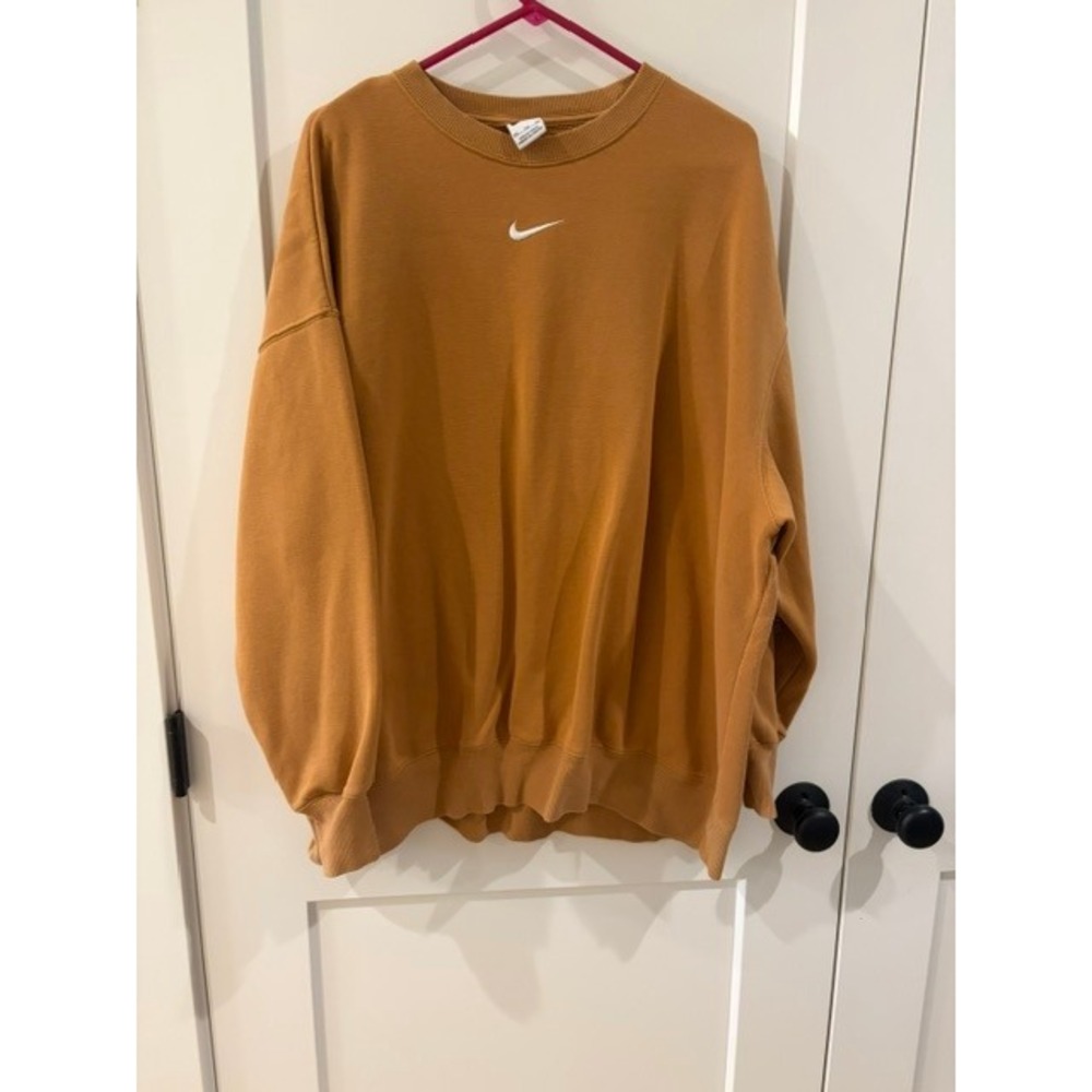Nike Sportswear Oversized Crewneck Sweatshirt Mustard Yellow Center Swoosh XXL